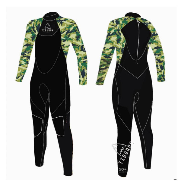 Traje De Surf Niños Militar Verde Tiburón